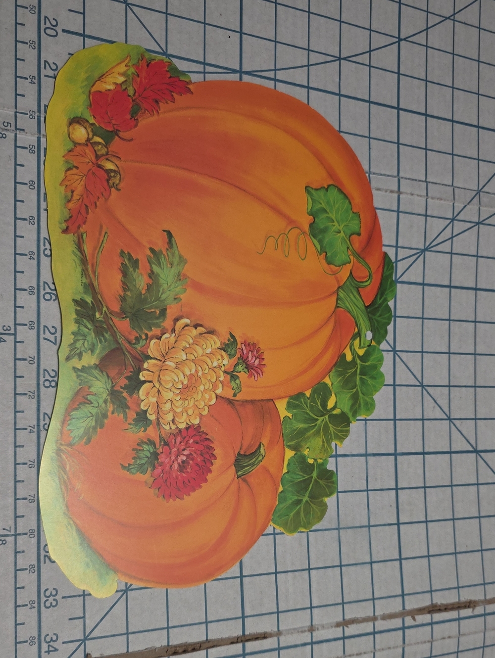 Orange Pumpkin Floral Wall Decor Die Cut, 13" X 10", Doublesided